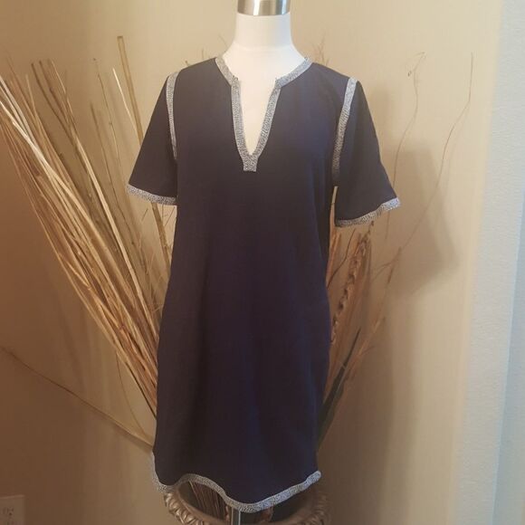 J. CREW Tunic Dress Caftan Navy Blue - Size Small - Picture 1 of 5